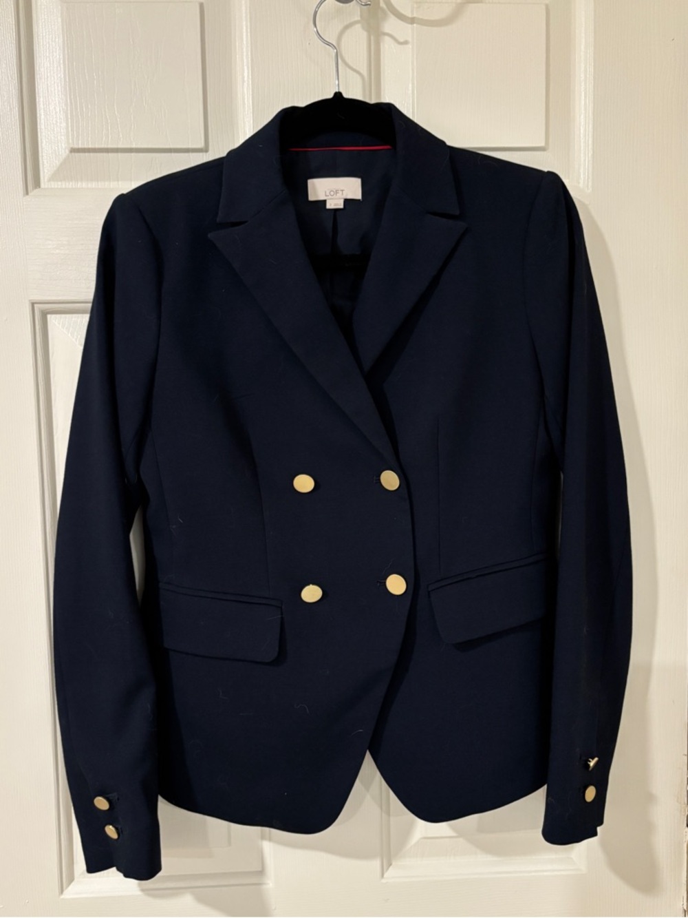 LOFT Double Breasted Navy Blazer with Gold Buttons